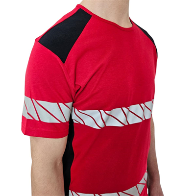 Formteks RefleX Pro – Reflektör Baskılı O  Yaka İş Tişörtü Kırmızı Lacivert