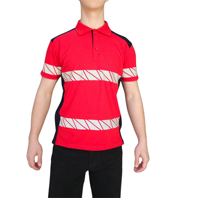 Formteks RefleX Pro – Reflektör Baskılı Polo Yaka İş Tişörtü Kırmızı Lacivert