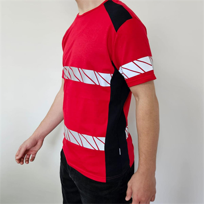 Formteks RefleX Pro – Reflektör Baskılı O  Yaka İş Tişörtü Kırmızı Lacivert