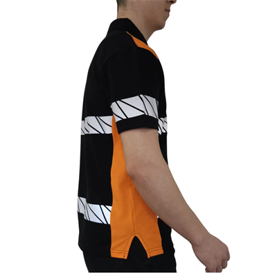 Formteks RefleX Pro – Reflektör Baskılı Polo Yaka İş Tişörtü Siyah Turuncu