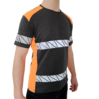 Formteks RefleX Pro – Reflektör Baskılı O  Yaka İş Tişörtü Antrasit Melanj Turuncu