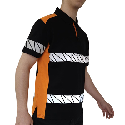 Formteks RefleX Pro – Reflektör Baskılı Polo Yaka İş Tişörtü Siyah Turuncu