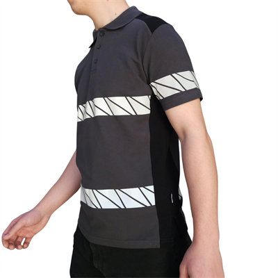 Formteks RefleX Pro – Reflektör Baskılı Polo Yaka İş Tişörtü Füme Siyah