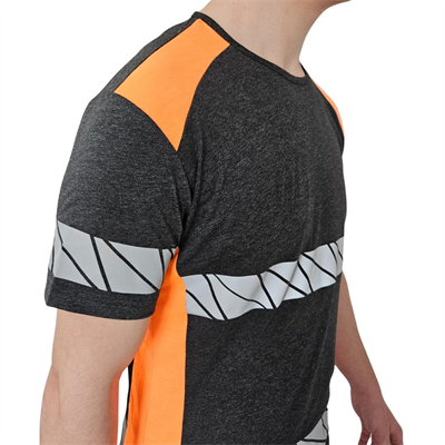 Formteks RefleX Pro – Reflektör Baskılı O  Yaka İş Tişörtü Antrasit Melanj Turuncu