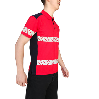 Formteks RefleX Pro – Reflektör Baskılı Polo Yaka İş Tişörtü Kırmızı Lacivert