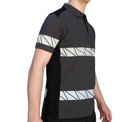 Formteks RefleX Pro – Reflektör Baskılı Polo Yaka İş Tişörtü Füme Siyah