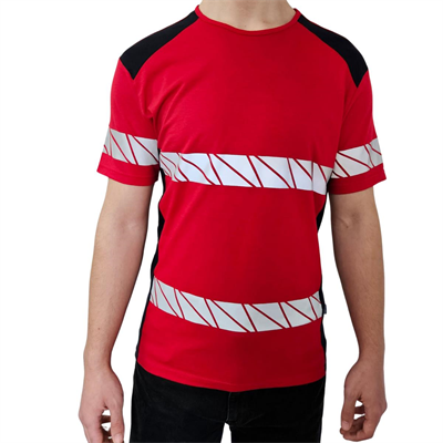 Formteks RefleX Pro – Reflektör Baskılı O  Yaka İş Tişörtü Kırmızı Lacivert