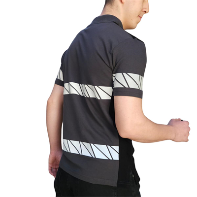 Formteks RefleX Pro – Reflektör Baskılı Polo Yaka İş Tişörtü Füme Siyah