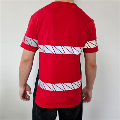 Formteks RefleX Pro – Reflektör Baskılı O  Yaka İş Tişörtü Kırmızı Lacivert