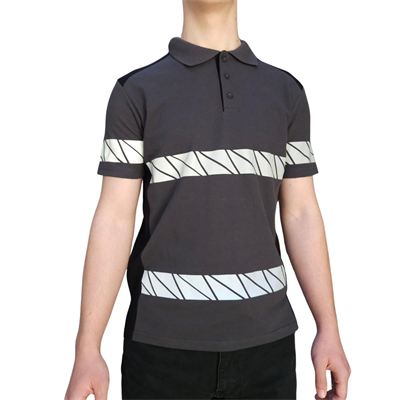 Formteks RefleX Pro – Reflektör Baskılı Polo Yaka İş Tişörtü Füme Siyah