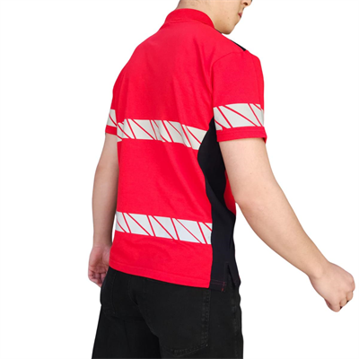 Formteks RefleX Pro – Reflektör Baskılı Polo Yaka İş Tişörtü Kırmızı Lacivert