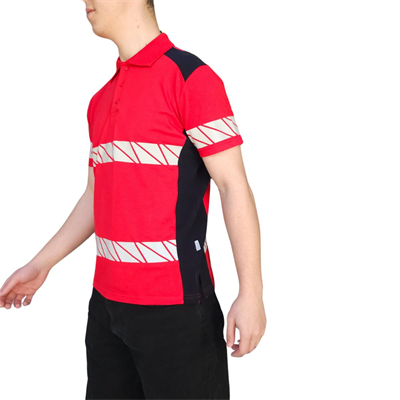 Formteks RefleX Pro – Reflektör Baskılı Polo Yaka İş Tişörtü Kırmızı Lacivert