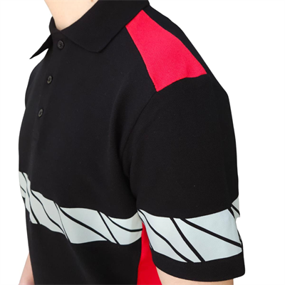 Formteks RefleX Pro – Reflektör Baskılı Polo Yaka İş Tişörtü Siyah Kırmızı