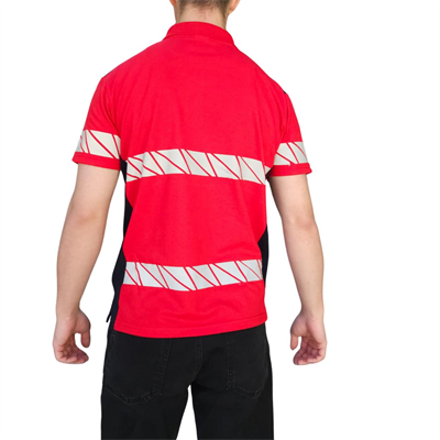 Formteks RefleX Pro – Reflektör Baskılı Polo Yaka İş Tişörtü Kırmızı Lacivert