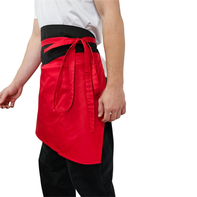 Formteks Siyah-Kırmızı  Garnili  Belden Önlük 