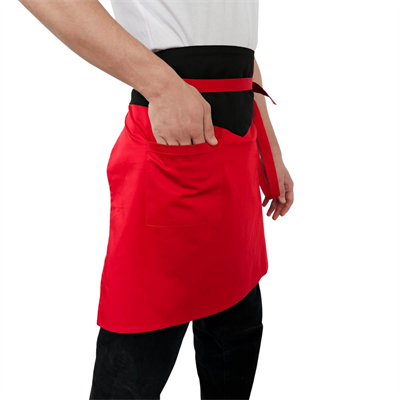 Formteks Siyah-Kırmızı  Garnili  Belden Önlük 