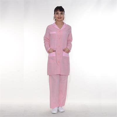 Formteks Temizlik Önlük  Pembe Beyaz Kareli