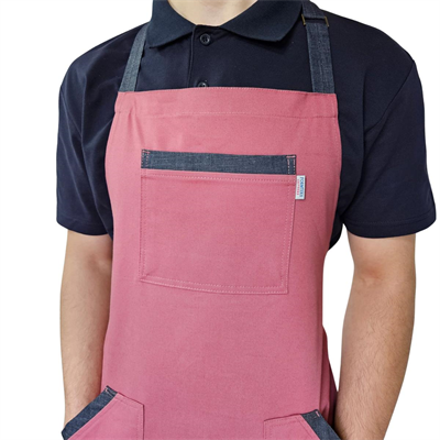 Formteks Tokalı Biye Cepli Boydan Önlük Pembe