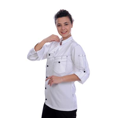 Formteks Unisex Aşçı Ceket Harman Gabardin Beyaz