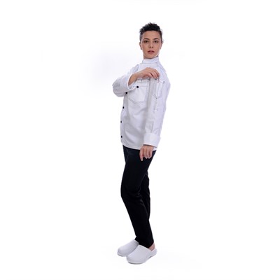 Formteks Unisex Aşçı Ceket Harman Gabardin Beyaz