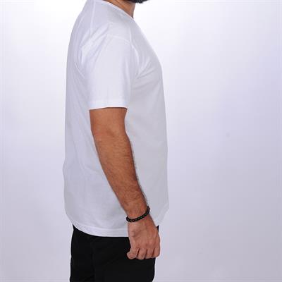 Formteks V Yaka Omuz Garnili Tişört Beyaz