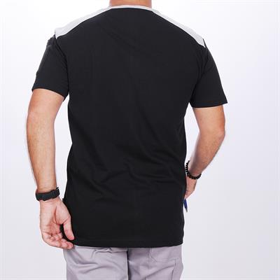 Formteks V Yaka Omuz Garnili Tshirt Siyah-Gri