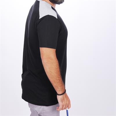 Formteks V Yaka Omuz Garnili Tshirt Siyah-Gri