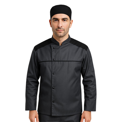 Yağ ve Kir İtici Unisex Aşçı Ceketi Garnili  Füme 