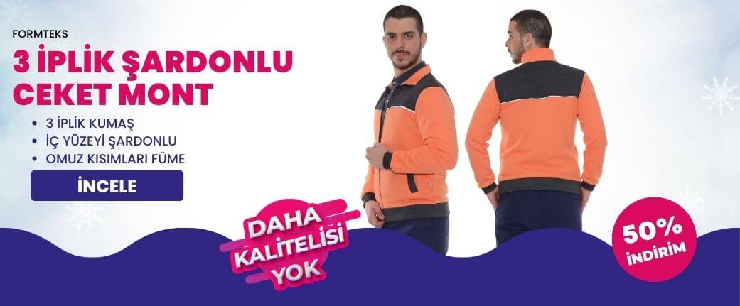 3 iplik Şardonlu Ceket Mont