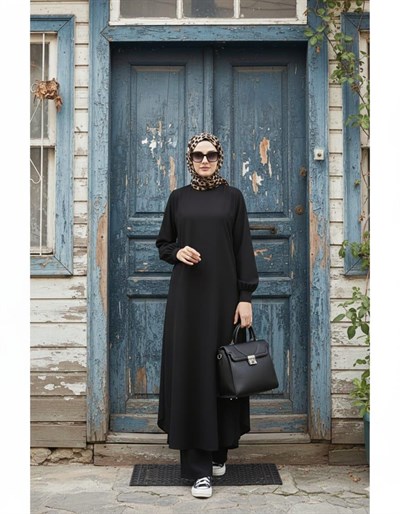 Lina Tesettür Tunik Takım Siyah