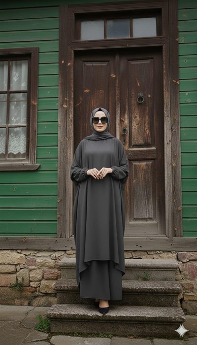 Zehra Salaş Kesim Tesettür Takım Antrasit