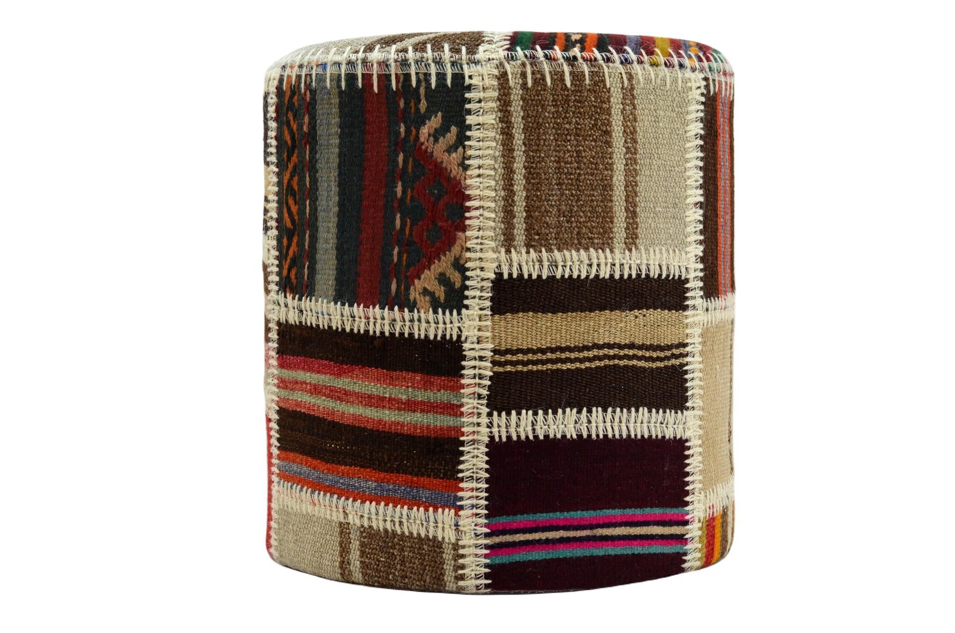 Madalyon Patchwork Puf Kilim Silindir