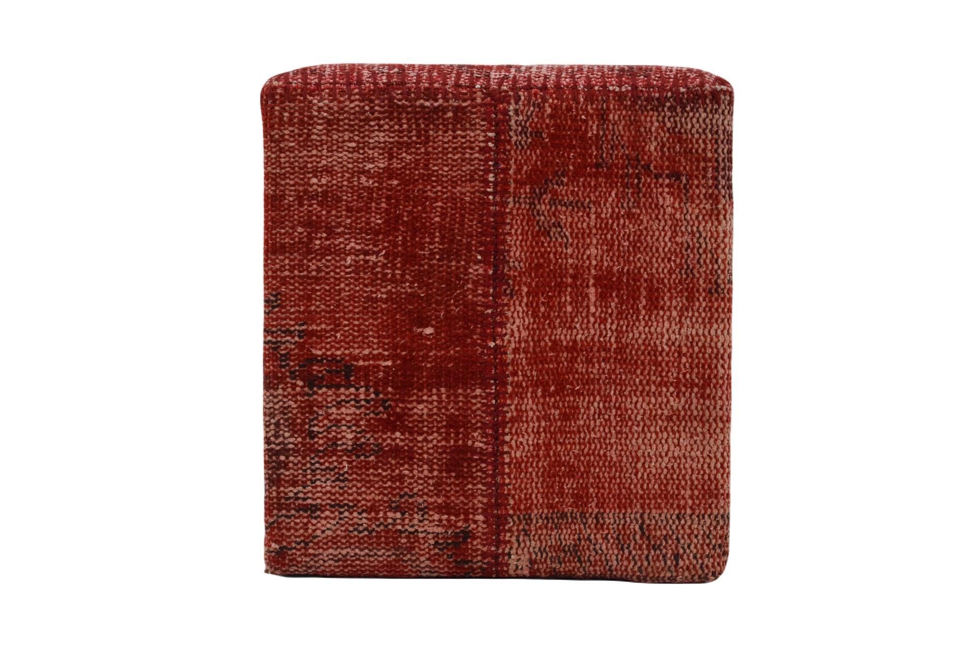 Madalyon Patchwork Puf Kırımızı Küp