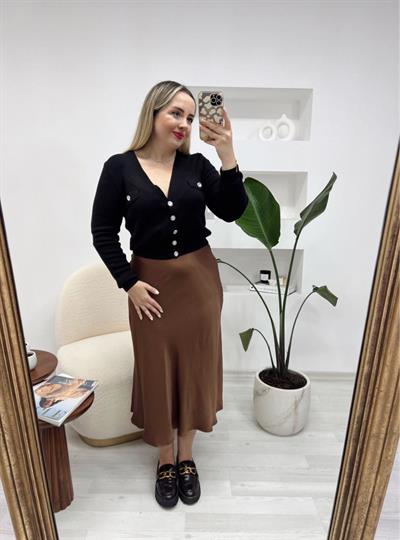 Acı Kahve Loly Saten Elbise