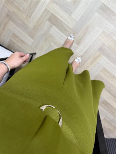 Alya Gümüş Tokalı Tasarım Elbise Olive