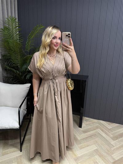 Amber Bel Bağlama Detaylı Orj Marka Model Elbise Camel