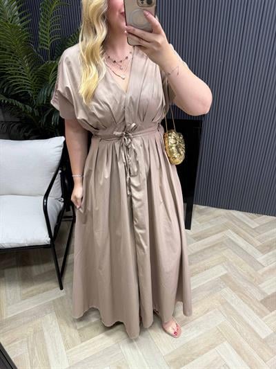 Amber Bel Bağlama Detaylı Orj Marka Model Elbise Camel