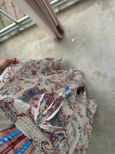 Angel İpek Saten İthal Beli Lastıklı Tasarım Elbise Ekru