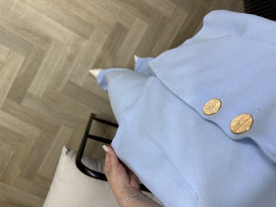 Arya Belden Oturan Ceketlı Tasarım Keten Takım Bebek Mavi