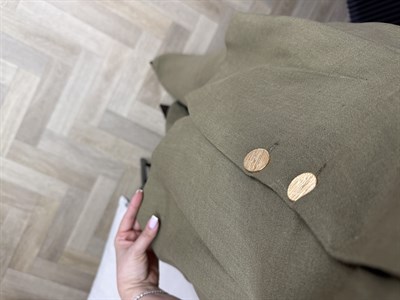 Arya Belden Oturan Ceketlı Tasarım Keten Takım Haki 