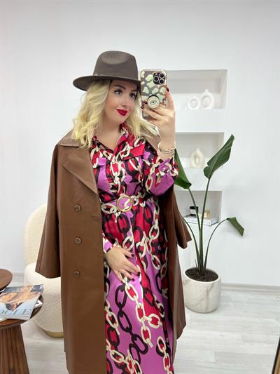 Astarlı Deri Trenç Kahve