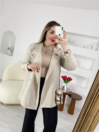 Astarsiz Yazlık Keten Ceket Bej