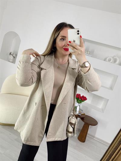 Astarsiz Yazlık Keten Ceket Bej