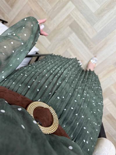 Bade Kemerli Şifon Elbise Zümrüt