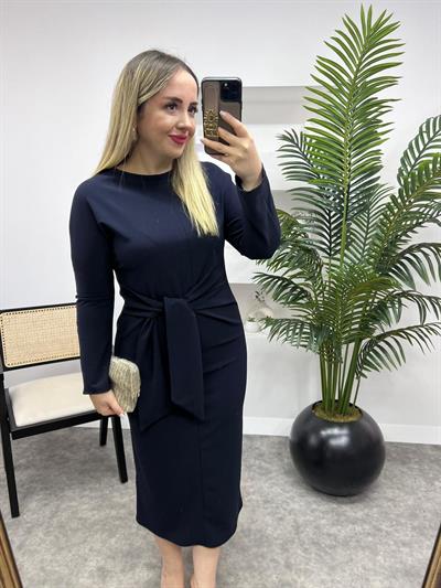 Bağlama Detaylı Elbise Lacivert