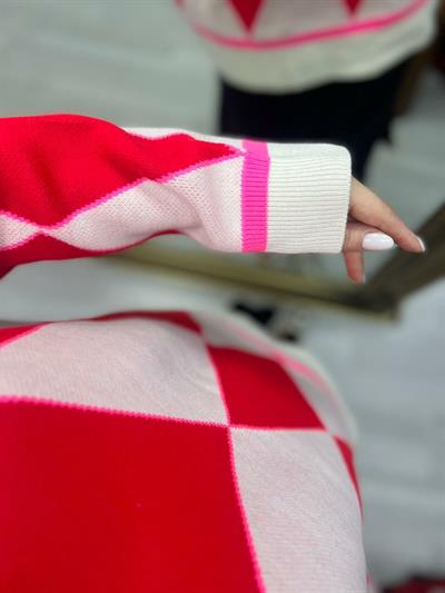 Baklava Desen Oversize Triko Kazak