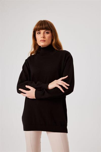 Balıkçı Yaka Sof Triko Siyah