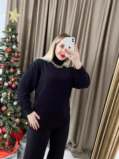 Balıkçı Yaka Sof Triko Siyah