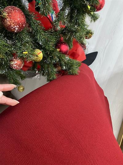 Balon Kol Bordo Triko Elbise