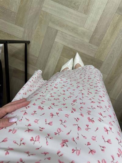 Balon Kol Çiçekli Elbise Pembe Çiçekli